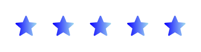 Vijf blauwe, geleidelijk verlopende sterren geven een beoordeling van 5 van de 5 sterren aan.